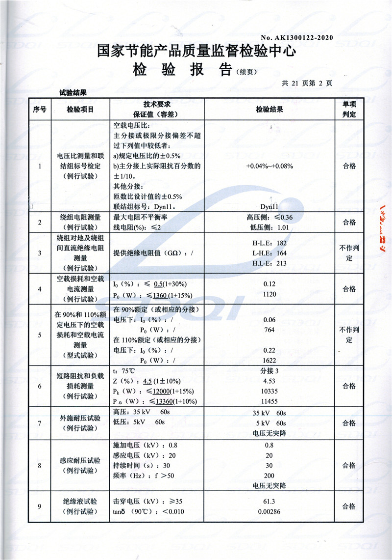 高低压试验报告-S11-1250酉阳酉阳酉阳油浸式变压器-2.jpg